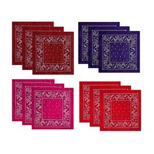 Hibaly 100% Cotton Classic Unisex Bandanas 12-Pack